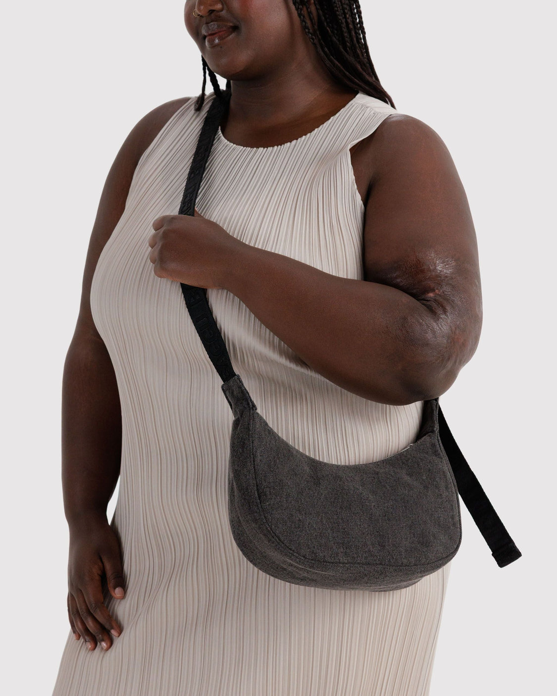 Small Denim Crescent Bag H8