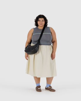 Medium Recycled Leather Crescent Bag B6