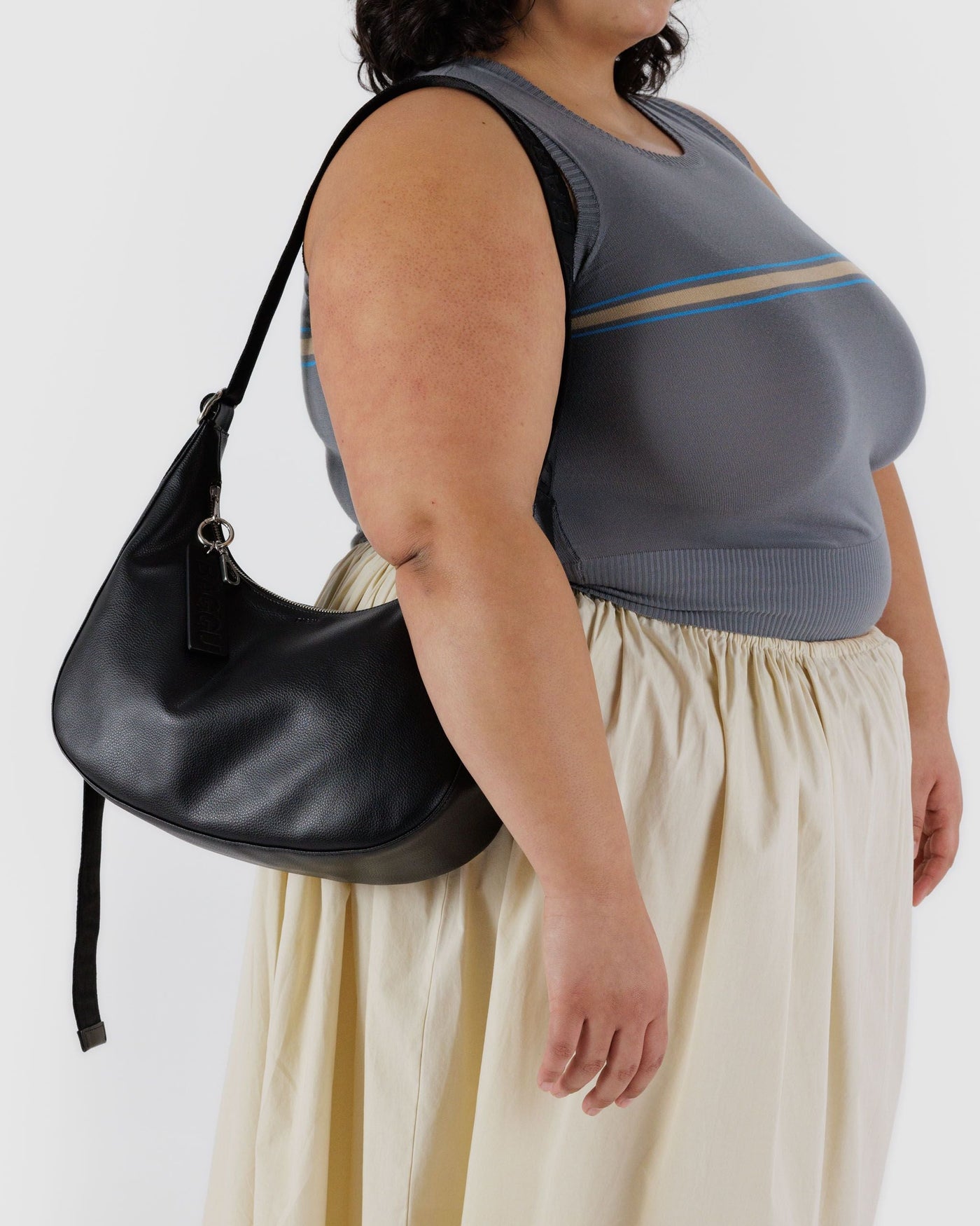 Medium Recycled Leather Crescent Bag B6