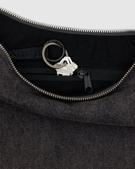 Medium Denim Crescent Bag X0