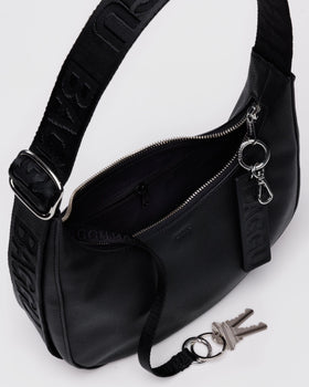 Small Recycled Leather Crescent Bag T0